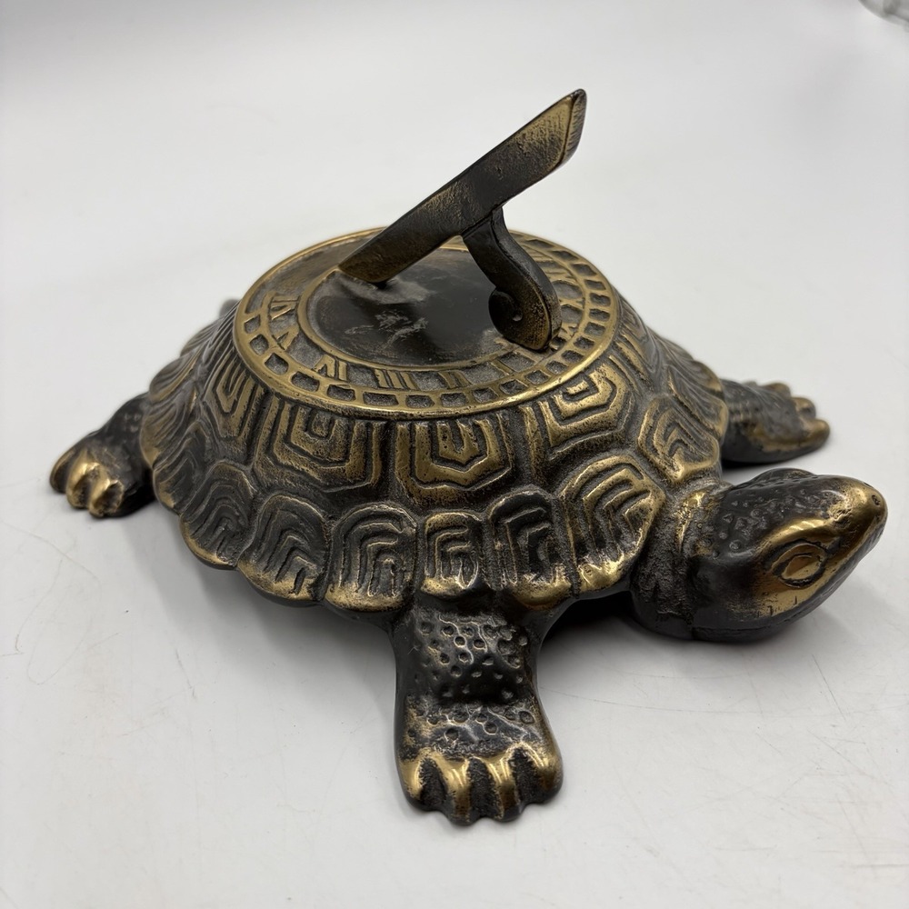 Vtg 1994 Nature Co. Brass Turtle Sundial 6 X 5 Garden Home Decor Cottagecore